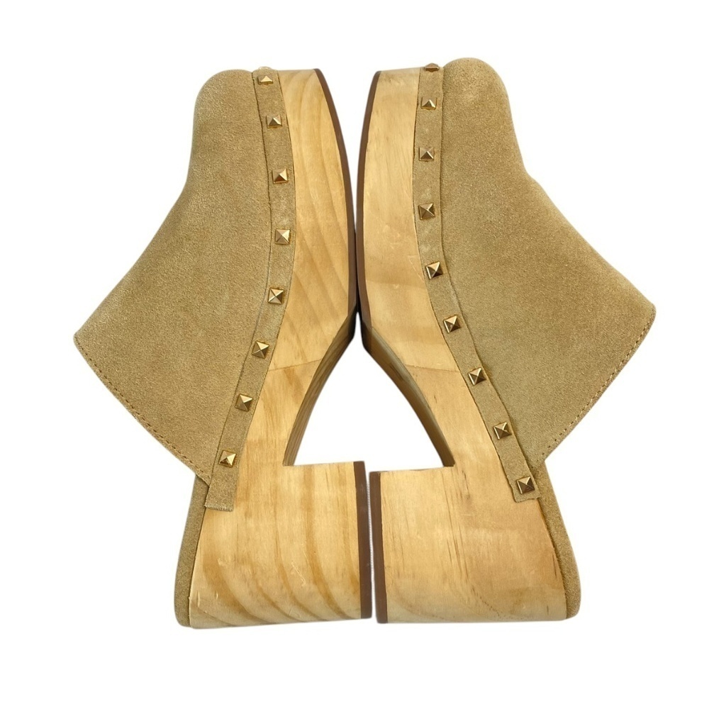 ANTHROPOLOGIE X STEVE MADDEN Brooklyn Clog Taupe Suede Leather Size 7.5 - Picture 6 of 10